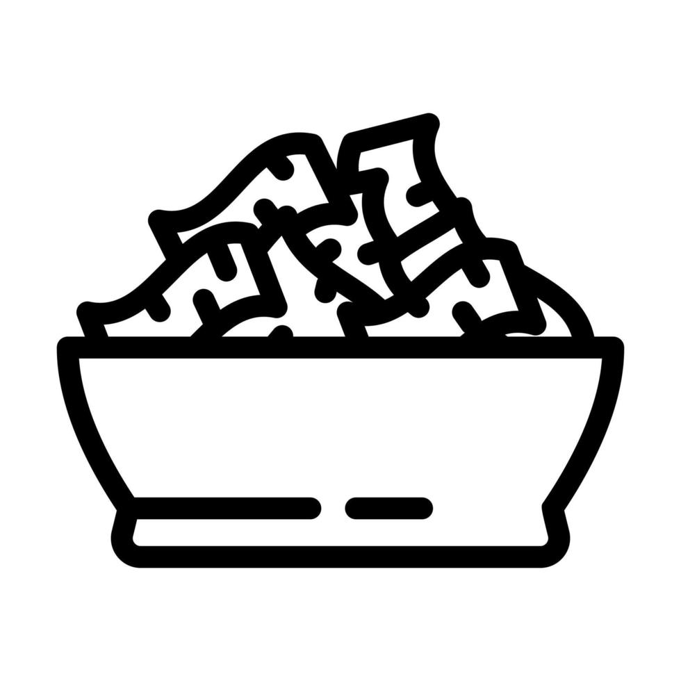 ilustración de vector de icono de línea de plato de cereales