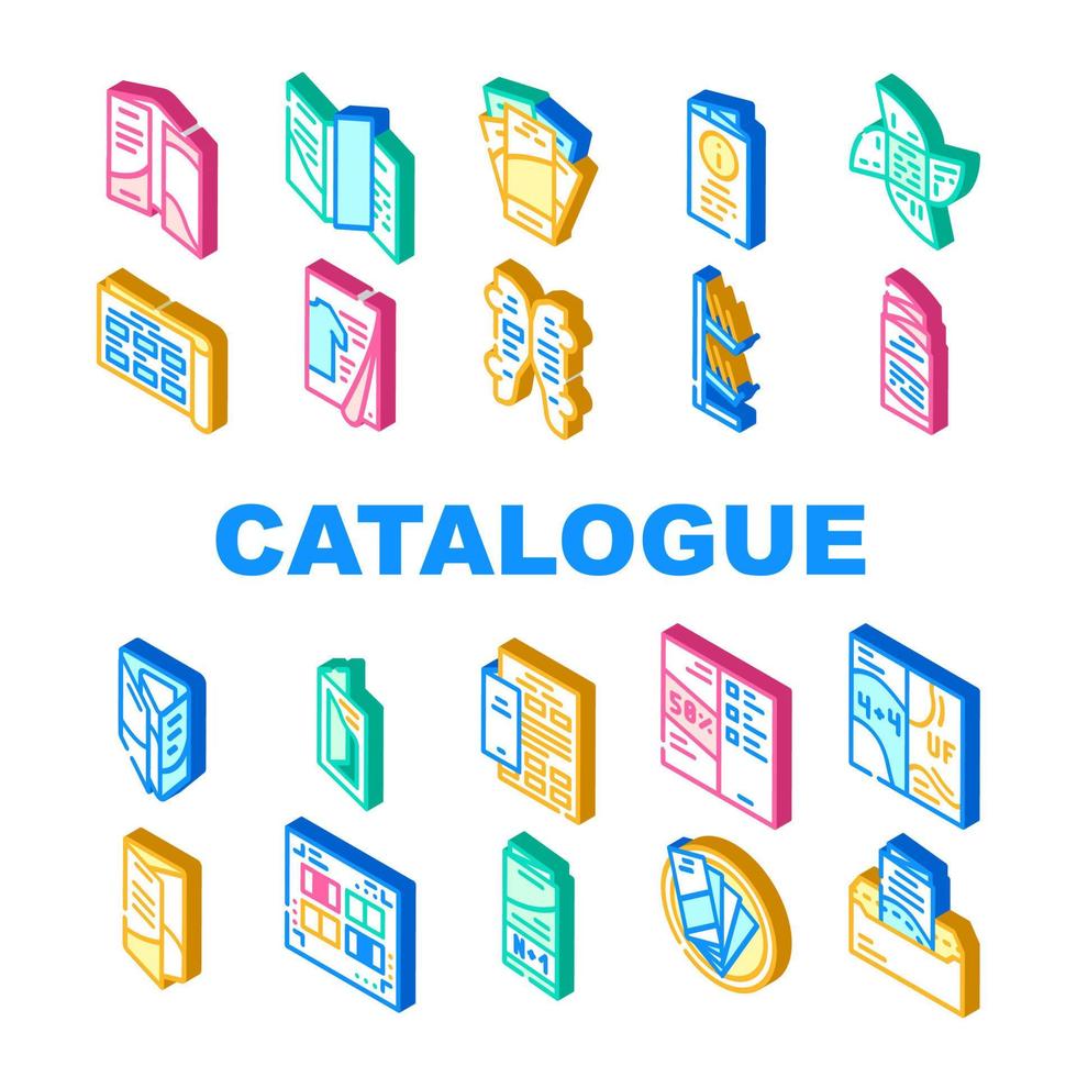 Catalog And Booklet Collection Icons Set Vector