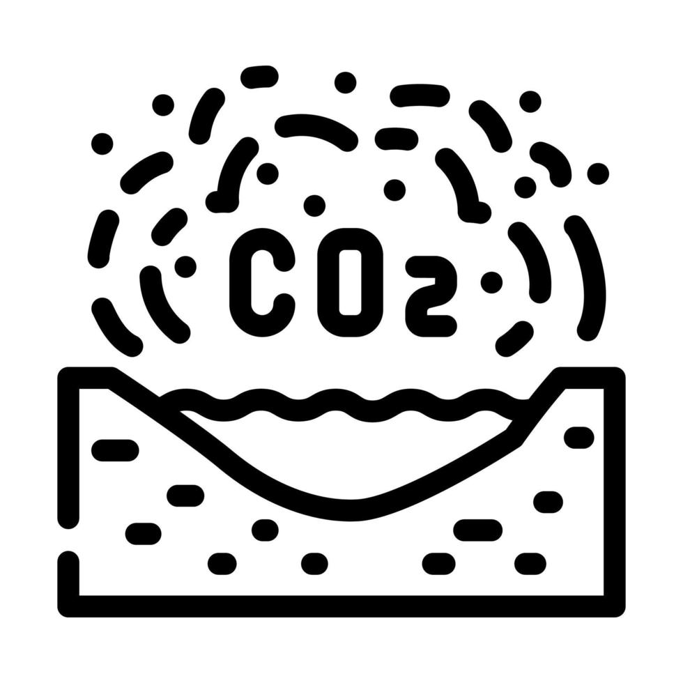 limnological disaster, emission of carbon dioxide in reservoir line icon vector illustration