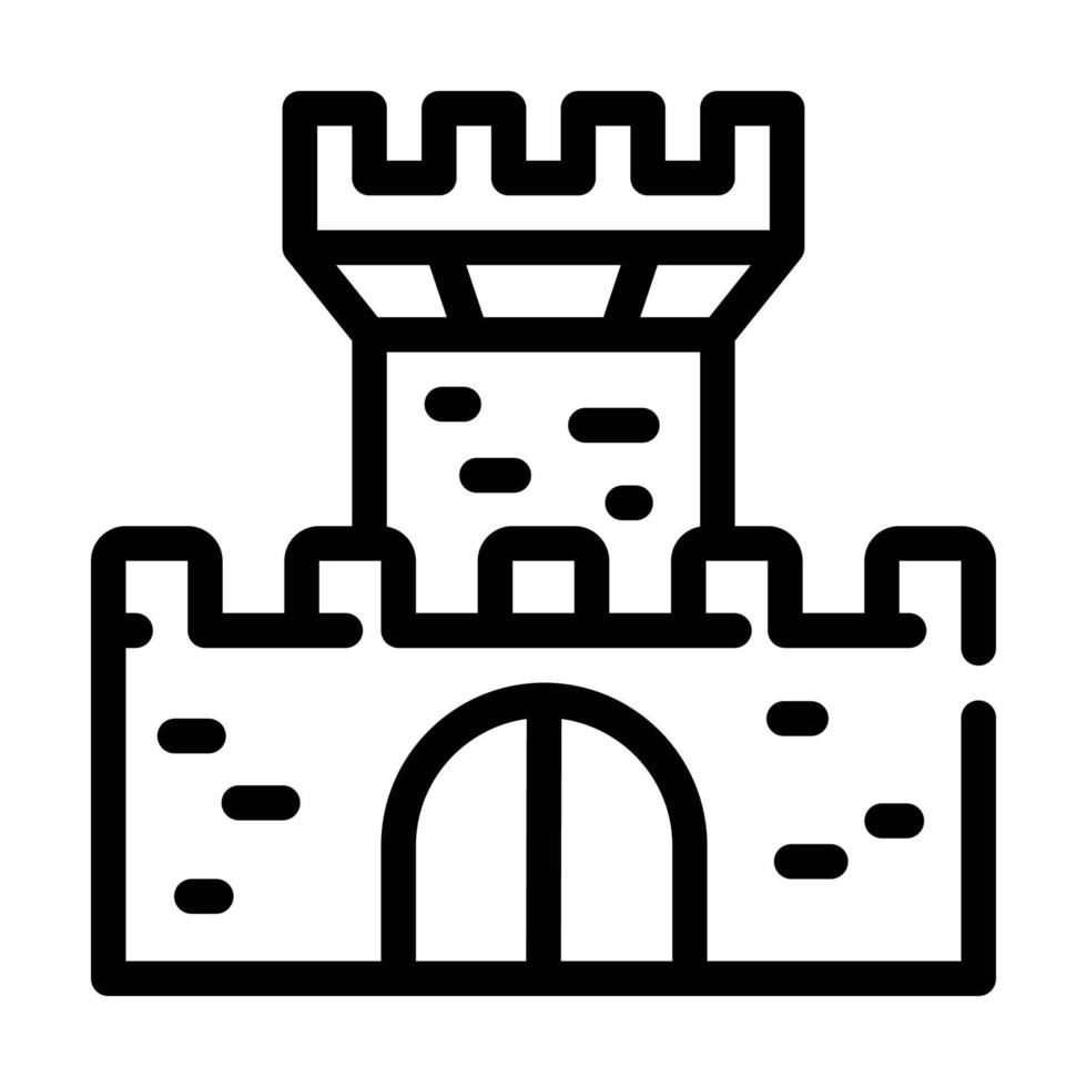 castillo medieval línea icono vector negro ilustración