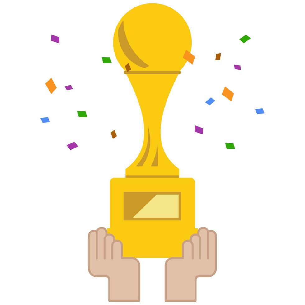 Hands Hold Trophy. vector