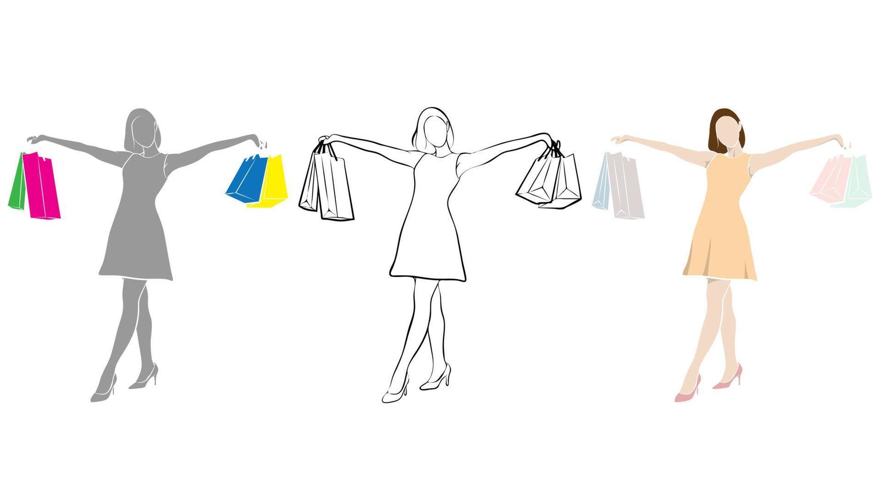 diseño de personajes femeninos de compras. vector