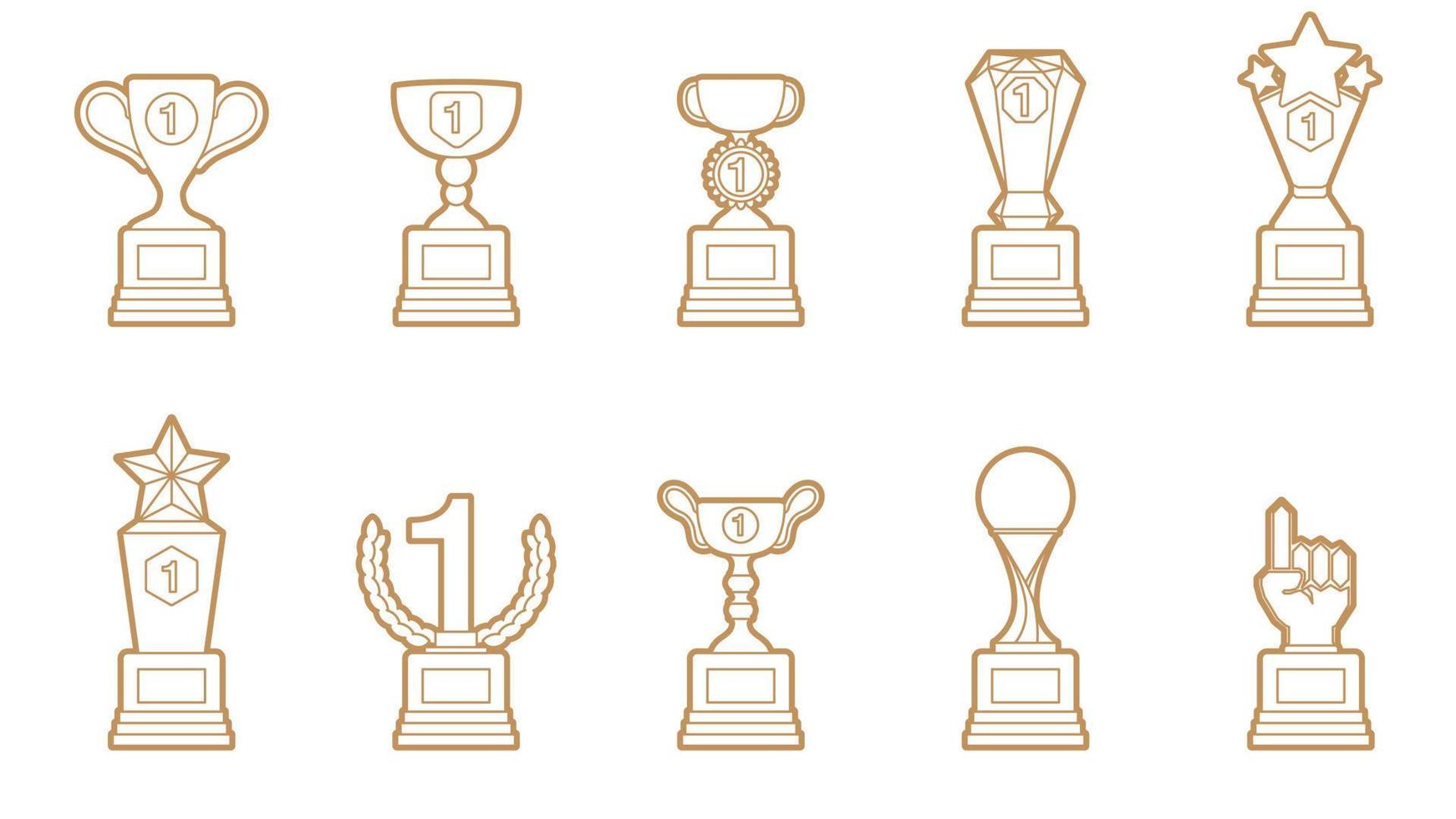 conjunto de contorno de copa de trofeo. vector