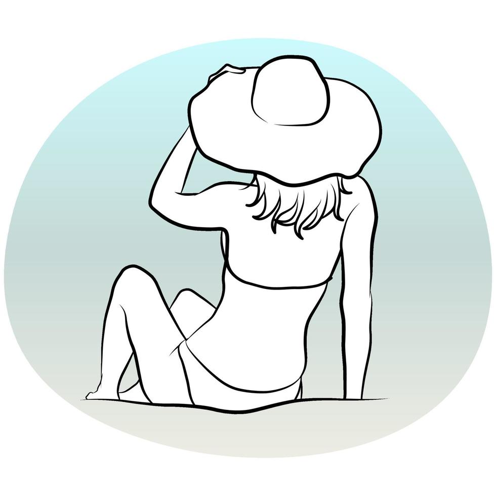 mujer en el esquema de vacaciones de verano. vector