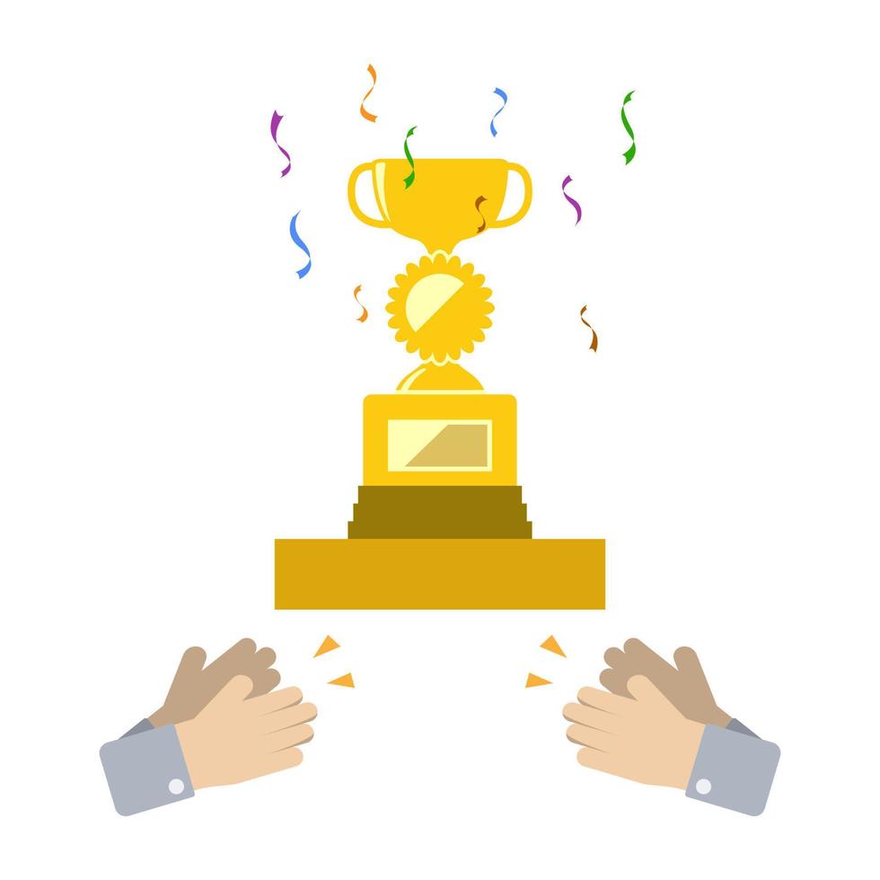 Trophy with Hands Applaud. vector