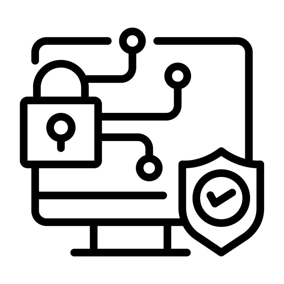 A well-designed icon of system protection, linear design vector