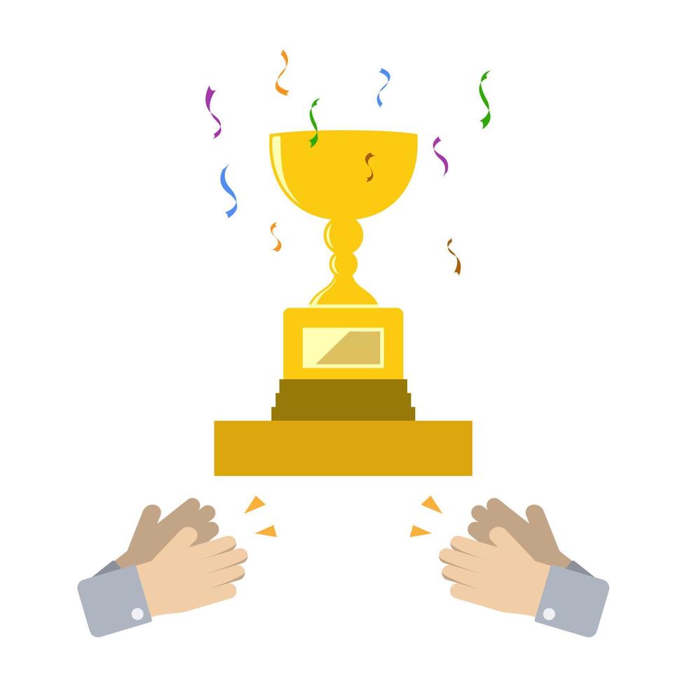 Trophy with Hands Applaud. vector