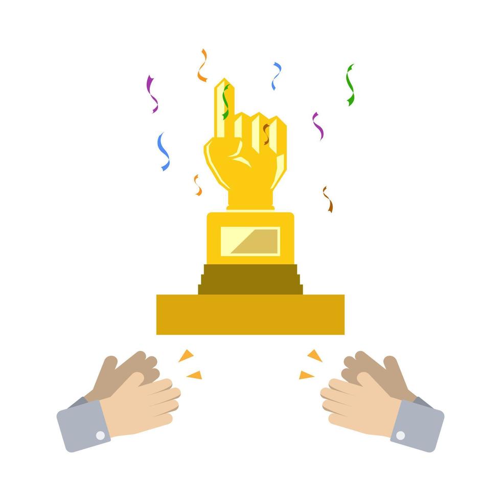 Trophy with Hands Applaud. vector