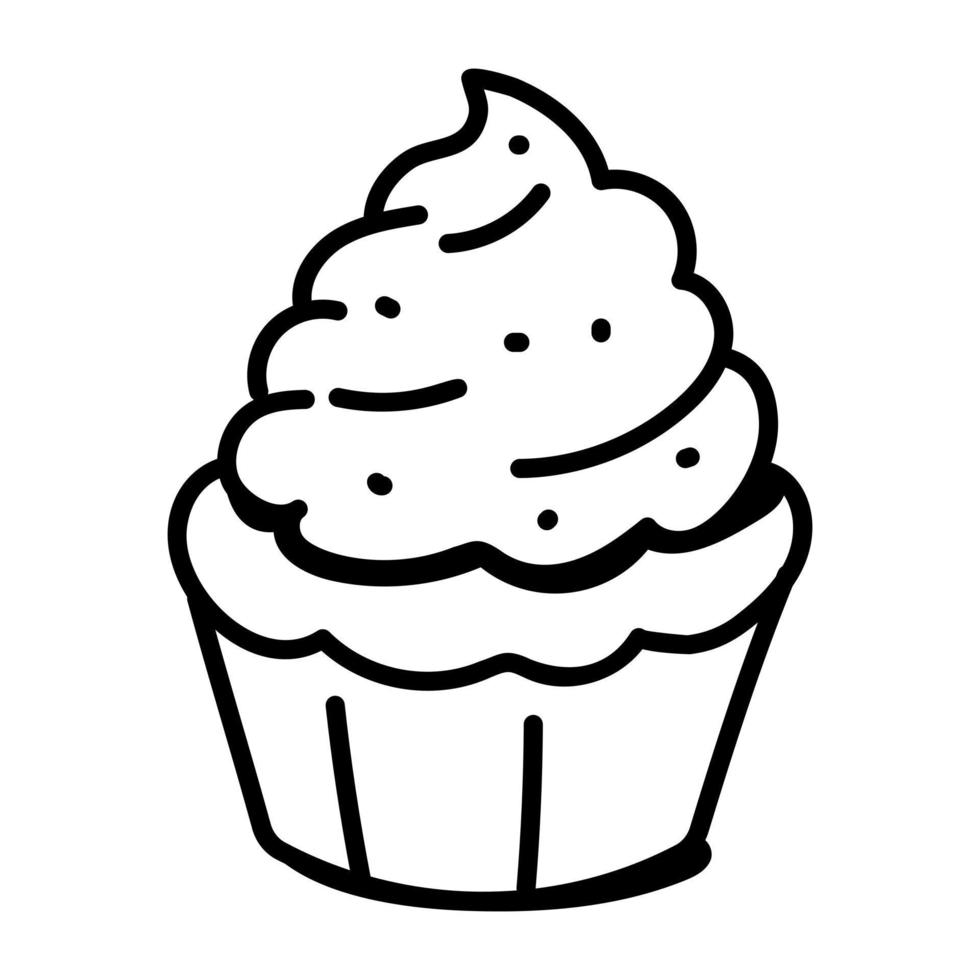 Trendy doodle icon of a cupcake vector