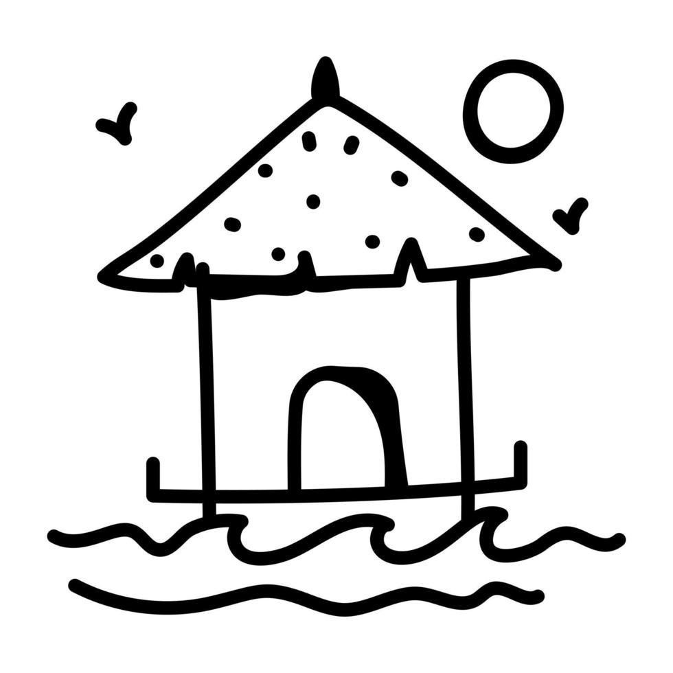 A beach resort doodle icon design vector