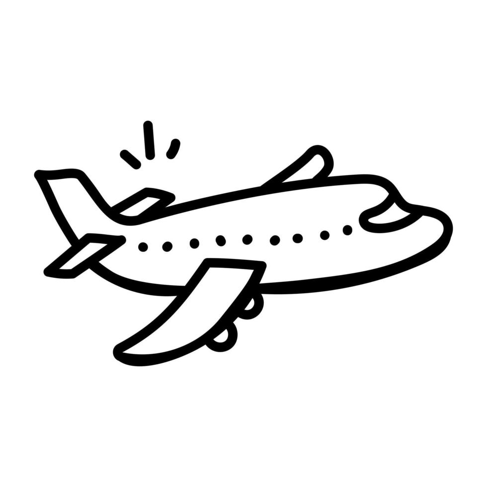 A doodle icon denoting airplane flight vector