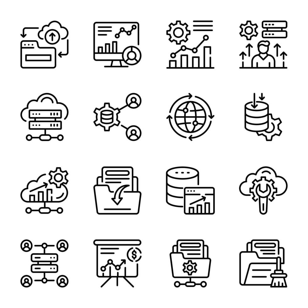 Pack of Data Analysis Line Icons vector