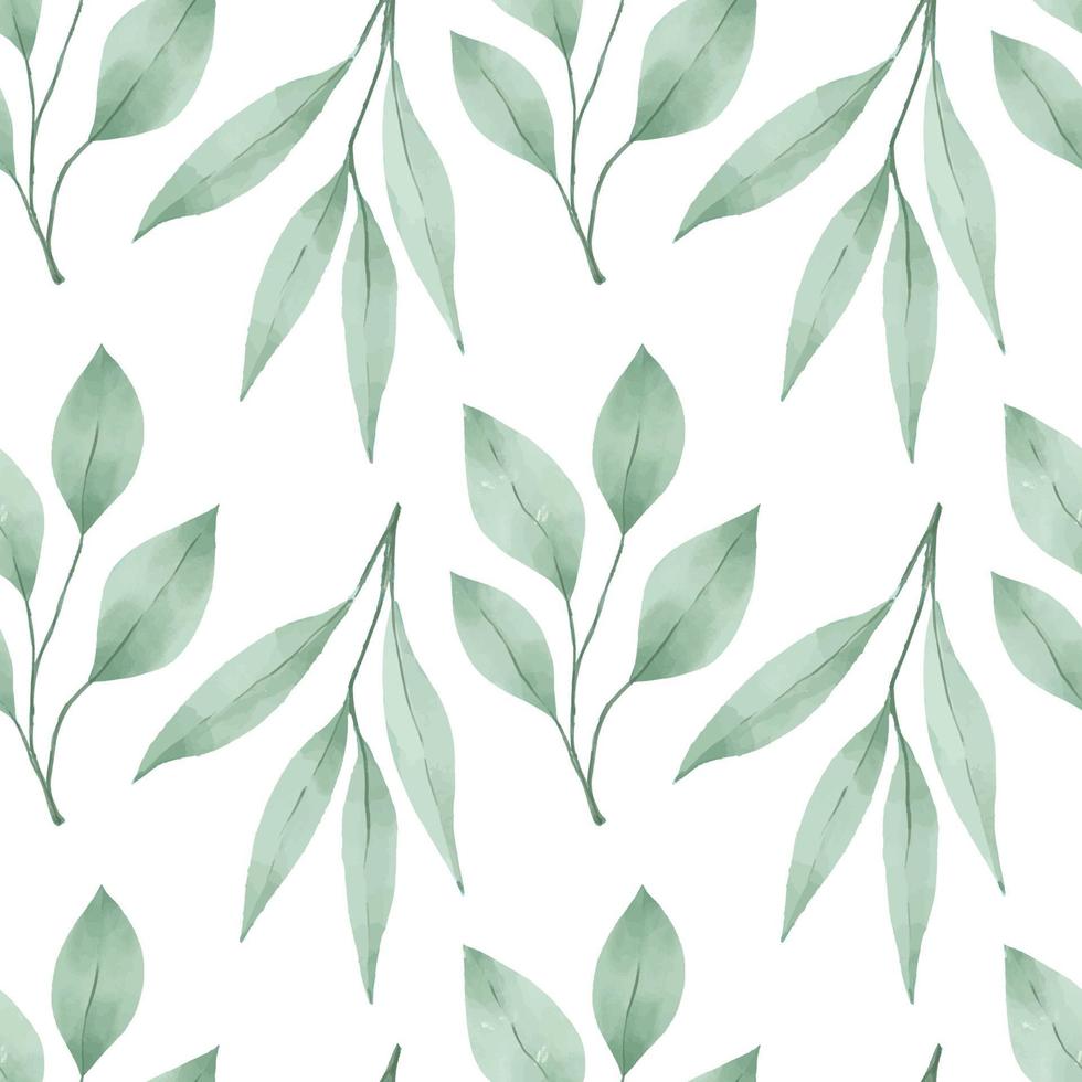 leaf floral nature watercolor seamless pattern vector