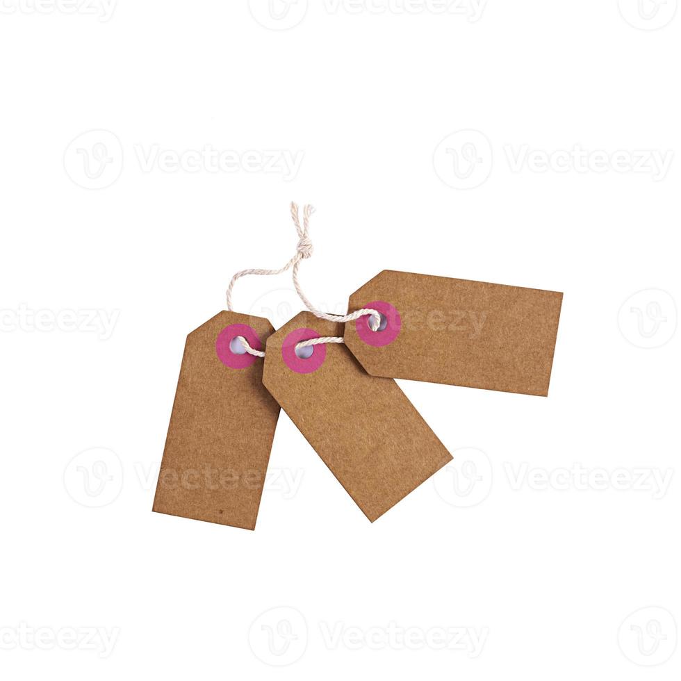 Blank label tag isolated on white background. Price tag. Sale concept. photo