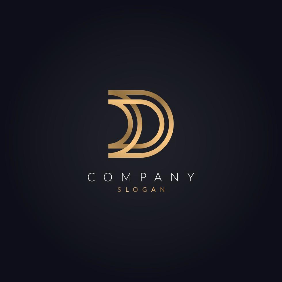 Luxury logotype D Letter template. Premium letter D Icon Monogram gold color design. Elegant alphabet D luxury brand identity. vector