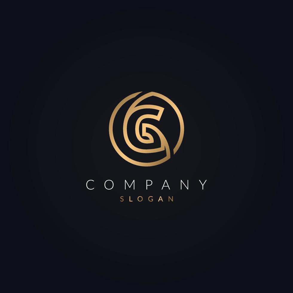 logo G design by golden color letter. circle shape with alphabet G icon monogram vector graphic