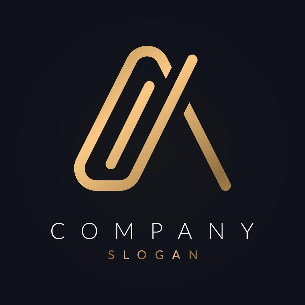 Minimal Letter A Logo Concept Icon Template Gold Color Vector. vector