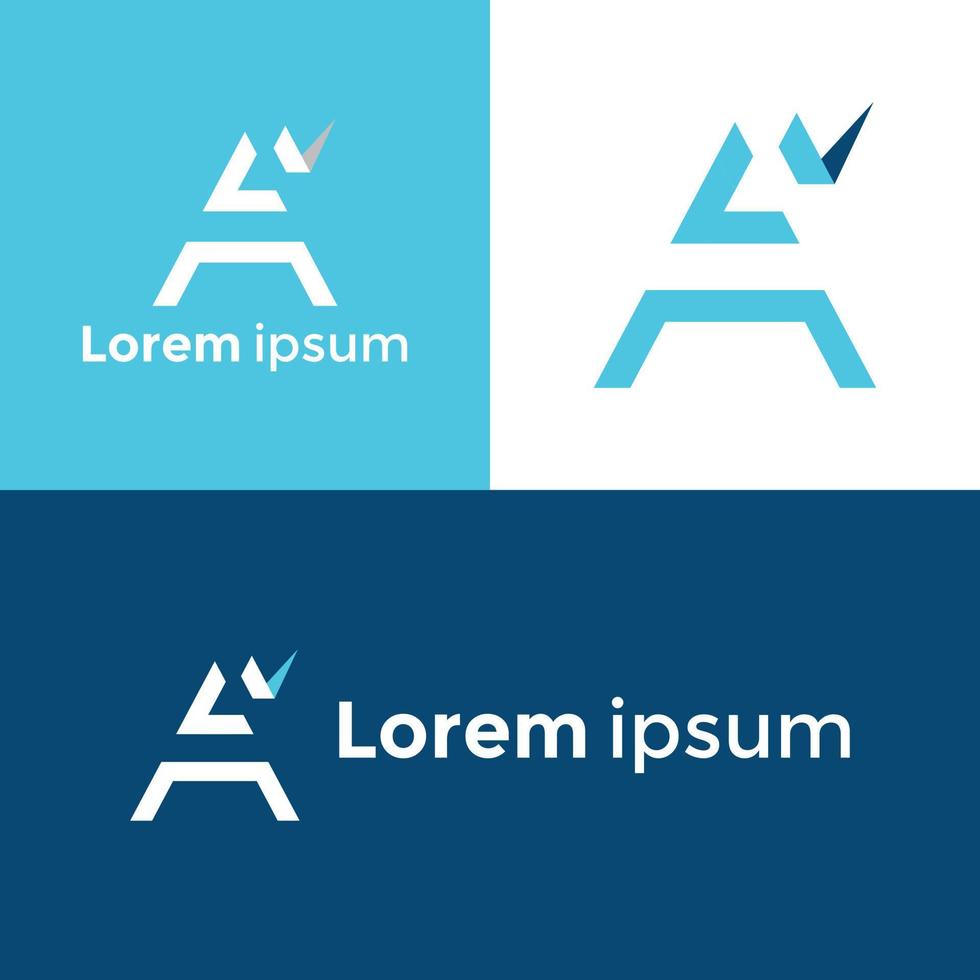 Letter A Logo with Right Sign Icon Design, Modern Creative, and unique Vector Monogram.