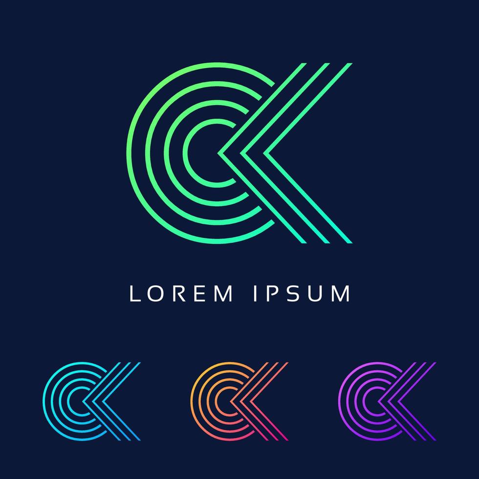 Creative CK Letter Combination colorful Minimal logo Design Icon Monogram Element. vector