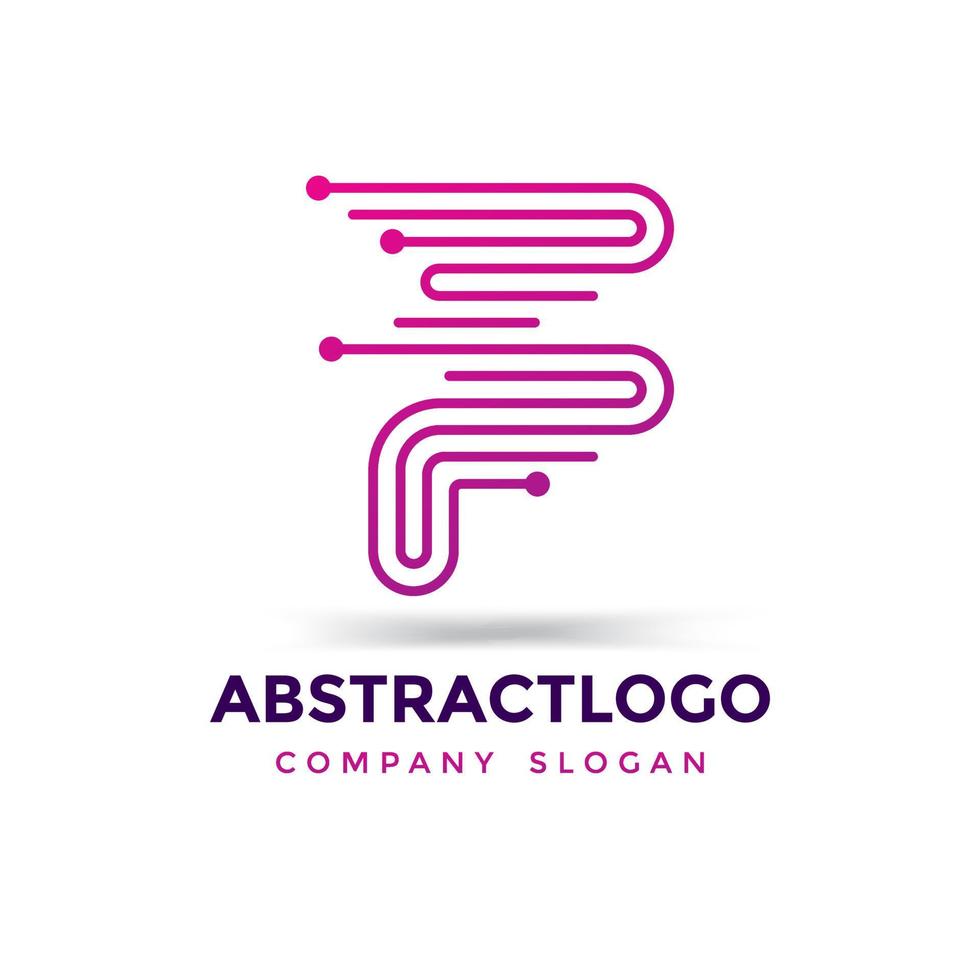 Initial Letter F dot connection logo, colorful technology digital F icon monogram design template. vector