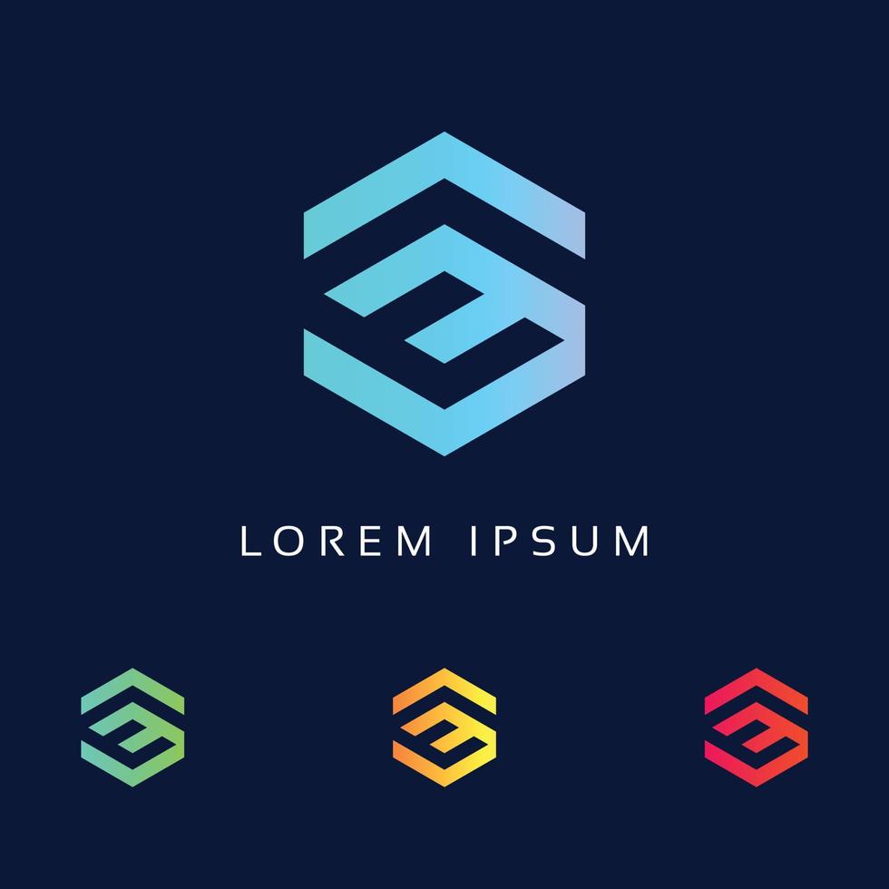 Initial letter EF minimalist Logo, ef Font Polygon shape monogram, professional trendy awesome artistic colorful EF Alphabet icon. vector