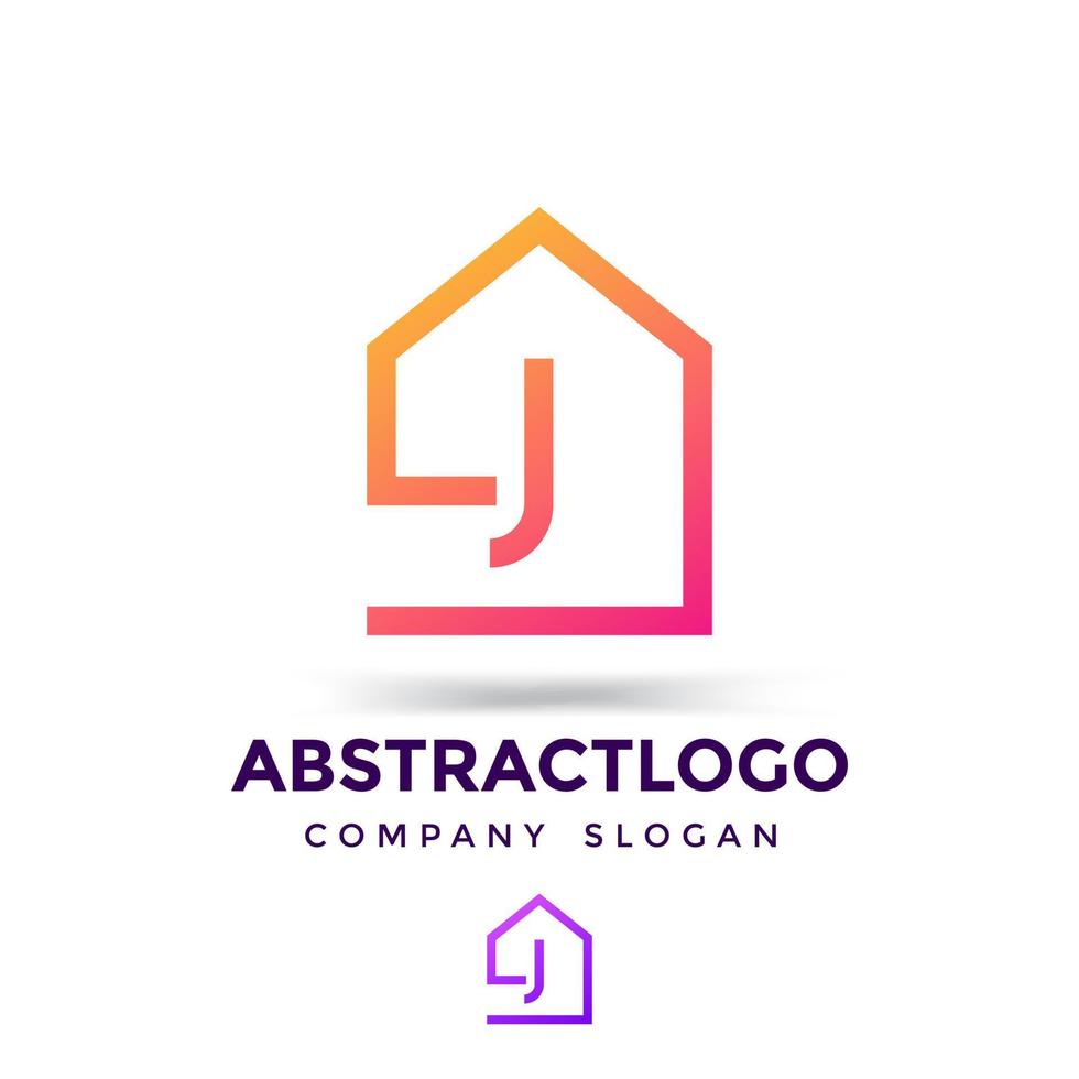 La letra j con el letrero de construcción de viviendas combina una plantilla de logotipo profesional con un diseño de moda inmobiliario, una empresa inmobiliaria. vector