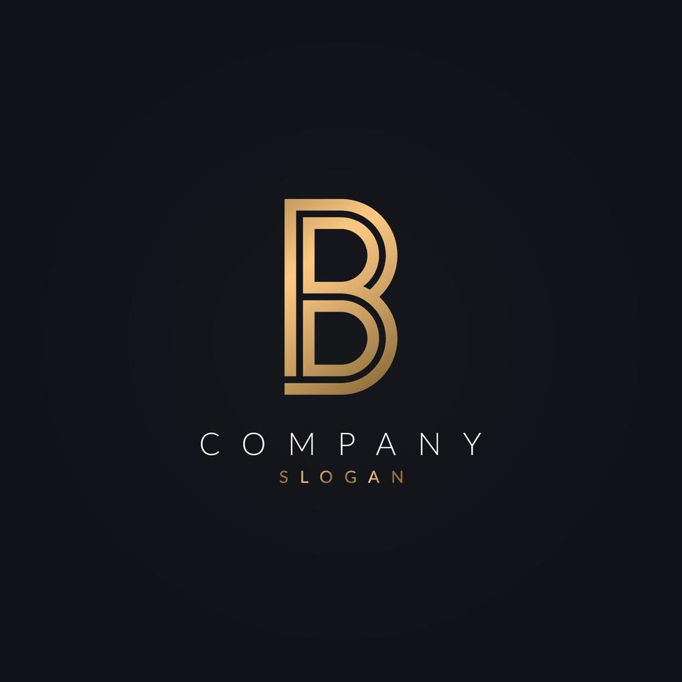 golden color modern B letter business Logo Icon typeface logotype design Vector template