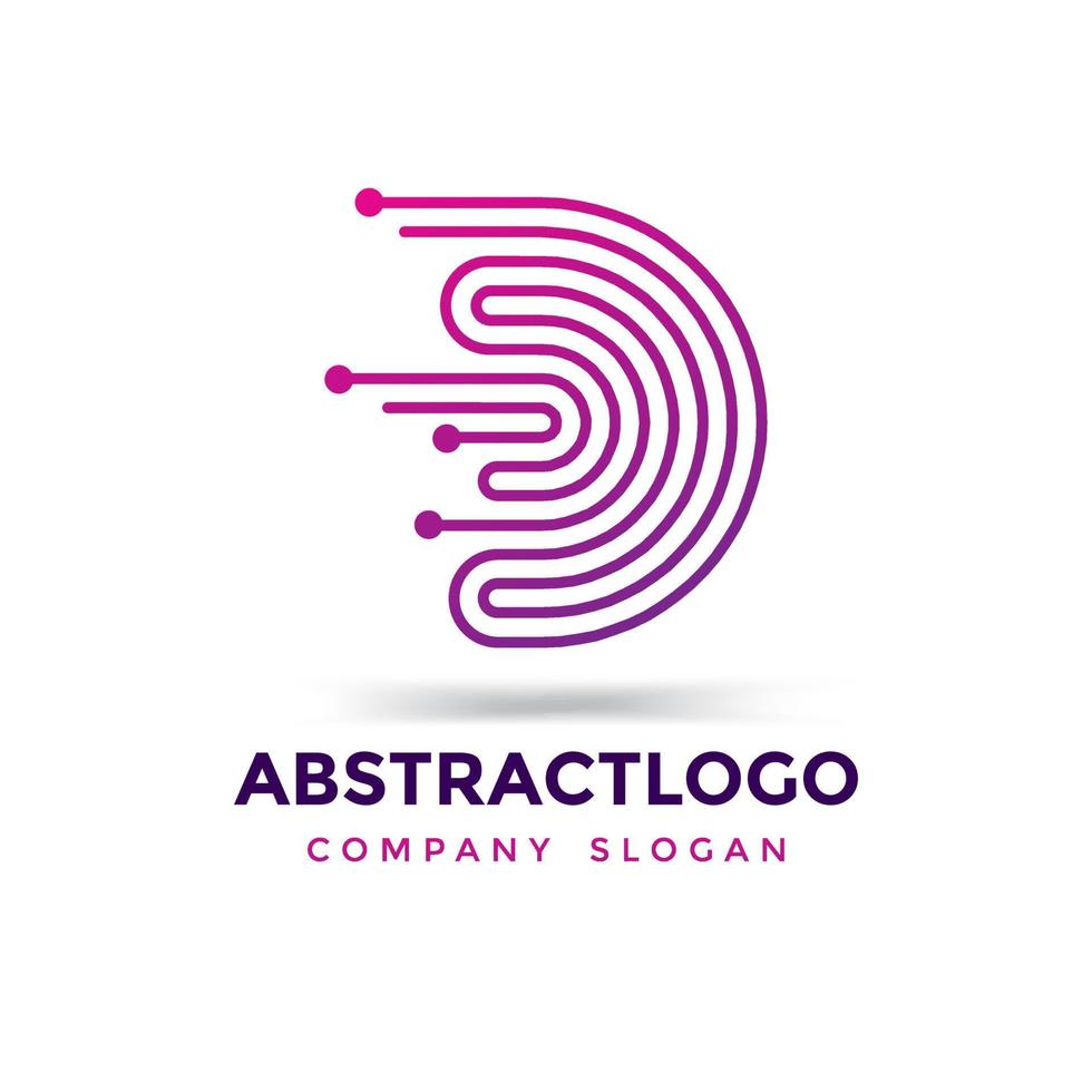 abstract letter D technology dot connection logo icon monogram design vector template element.