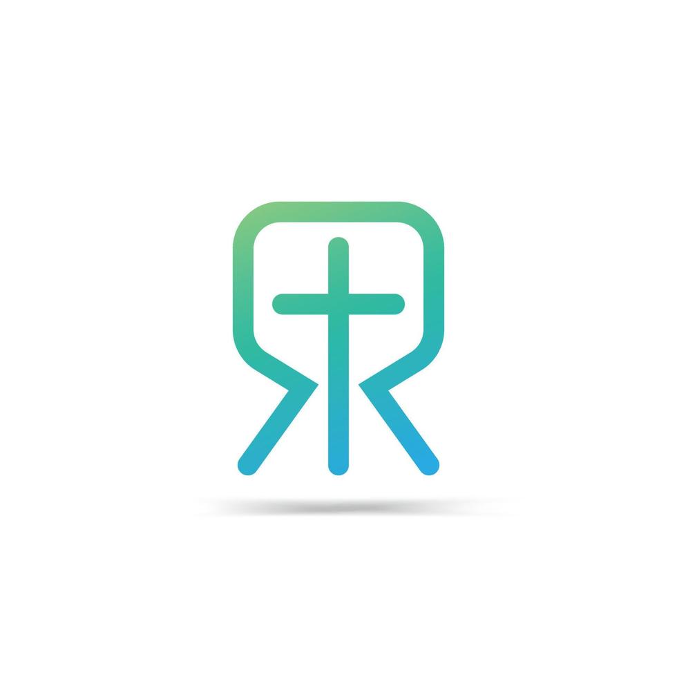 Creative RR letter logo Vector with Christian cross church icon. symbol of Jesus Christ monogram.