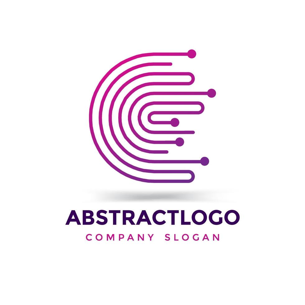 Initial Letter C Digital technology abstract dot circle Logo icon monogram Design Template. vector