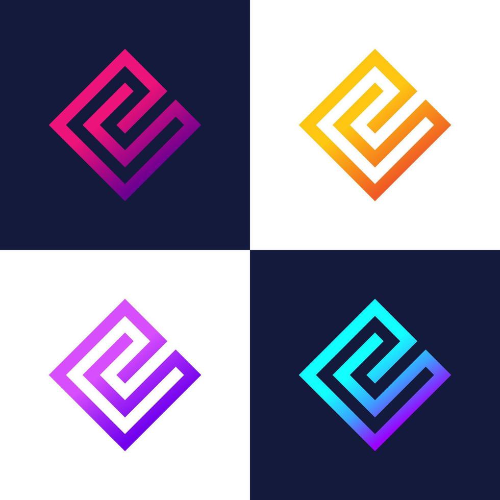 Logo Letter C square design, Creative C font colorful icon vector elements.