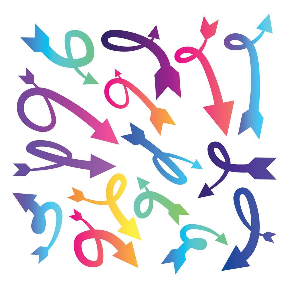 Arrows big Colorful set icons. Artistic Arrows set icons. set of colorful arrows. vector