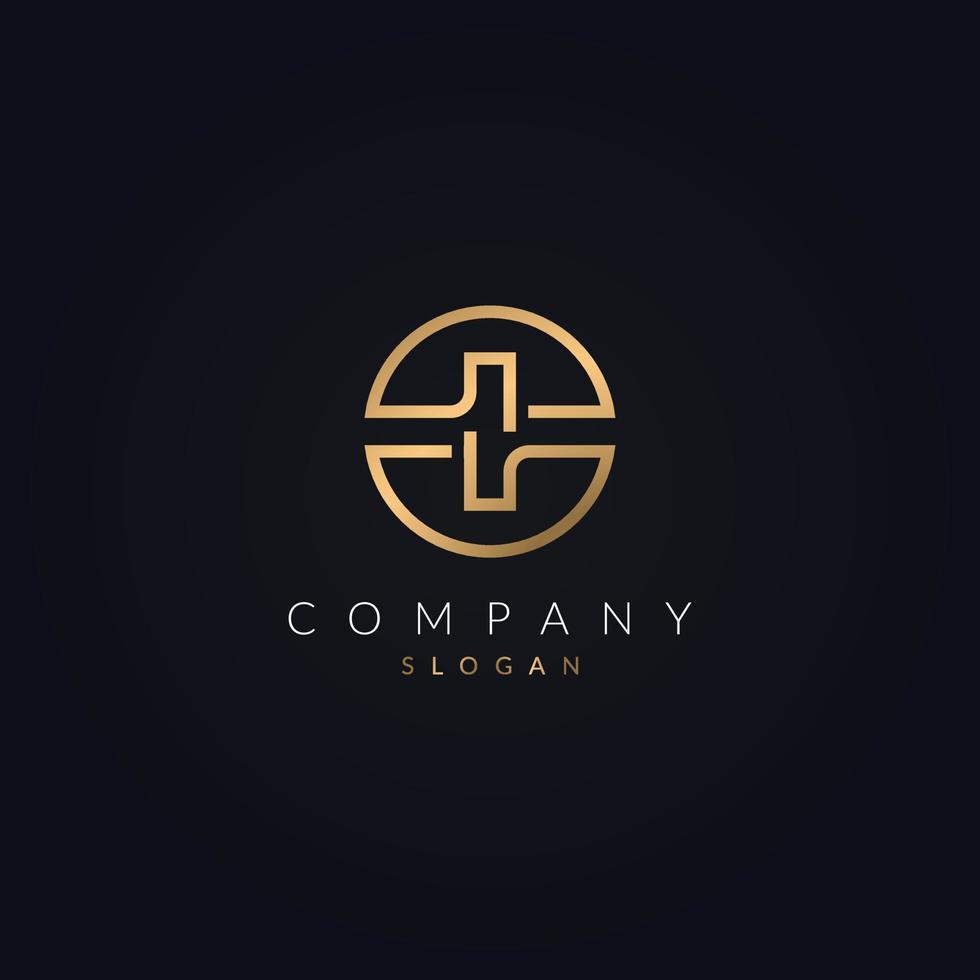 forma de círculo de color dorado con el logotipo inicial de la letra i para la empresa corporativa. vector
