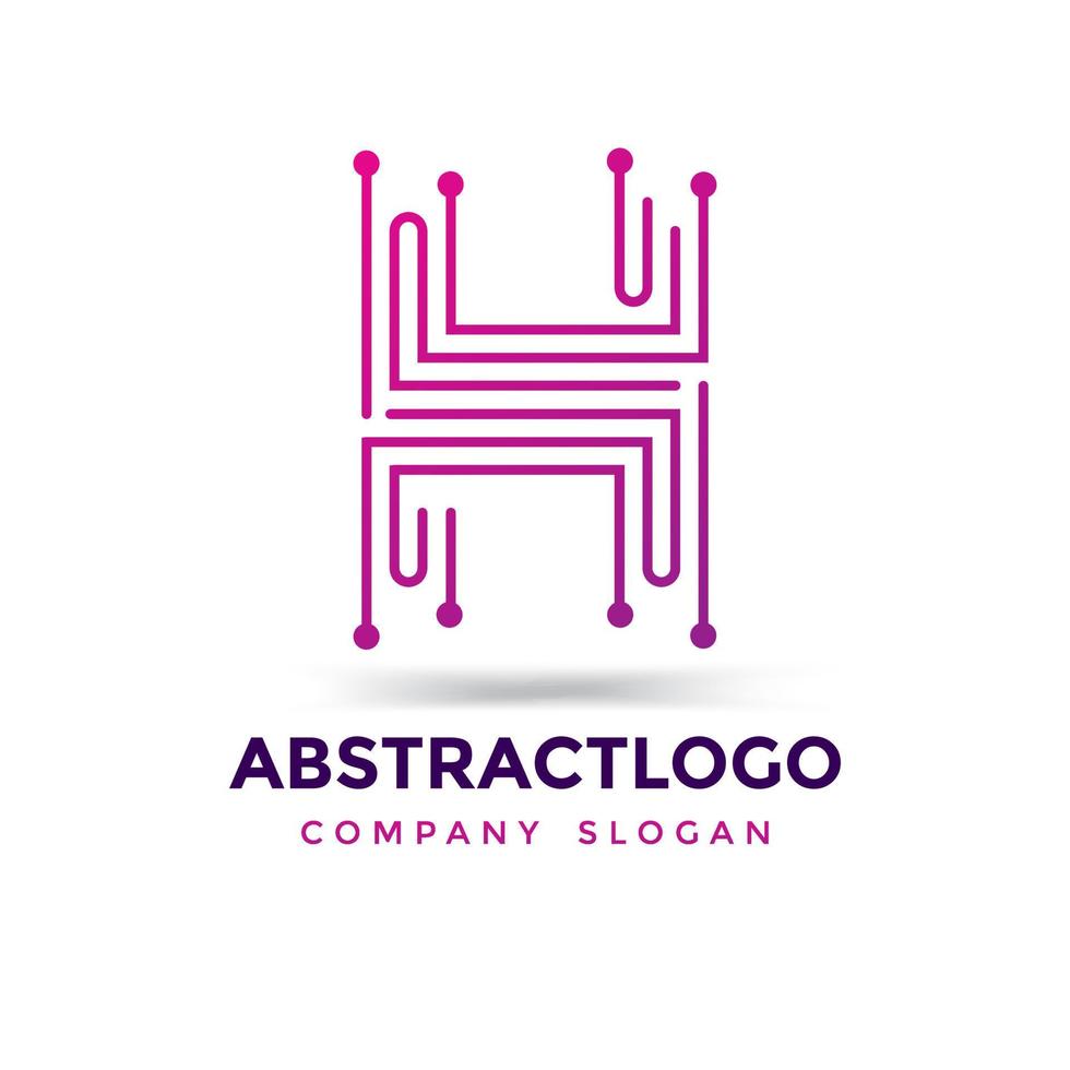 circle logotype H Letter Technology logo design, abstract H dot icon monogram template. vector