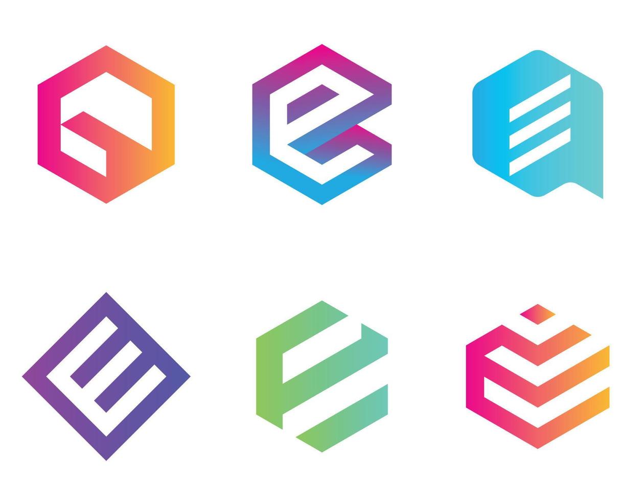 E Letter Set Logo Design Icon Vector