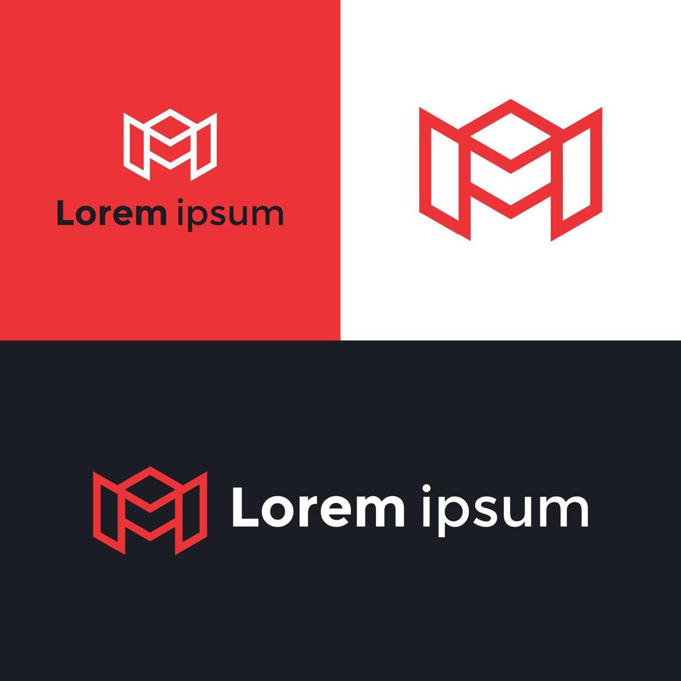 Unique Letter M logo design polygon shape - creative simple m font icon template elements. vector