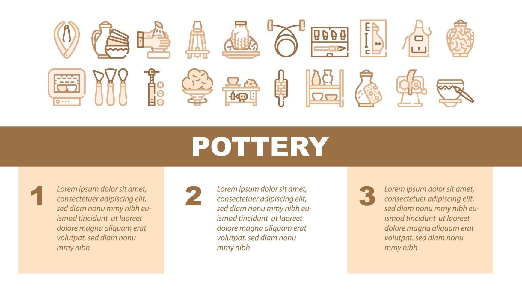 Pottery Production Landing Header Vector