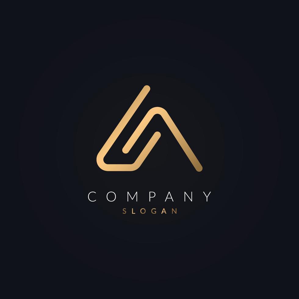 Abstract Creative A letter gold color Minimalist logo icon template vector. vector