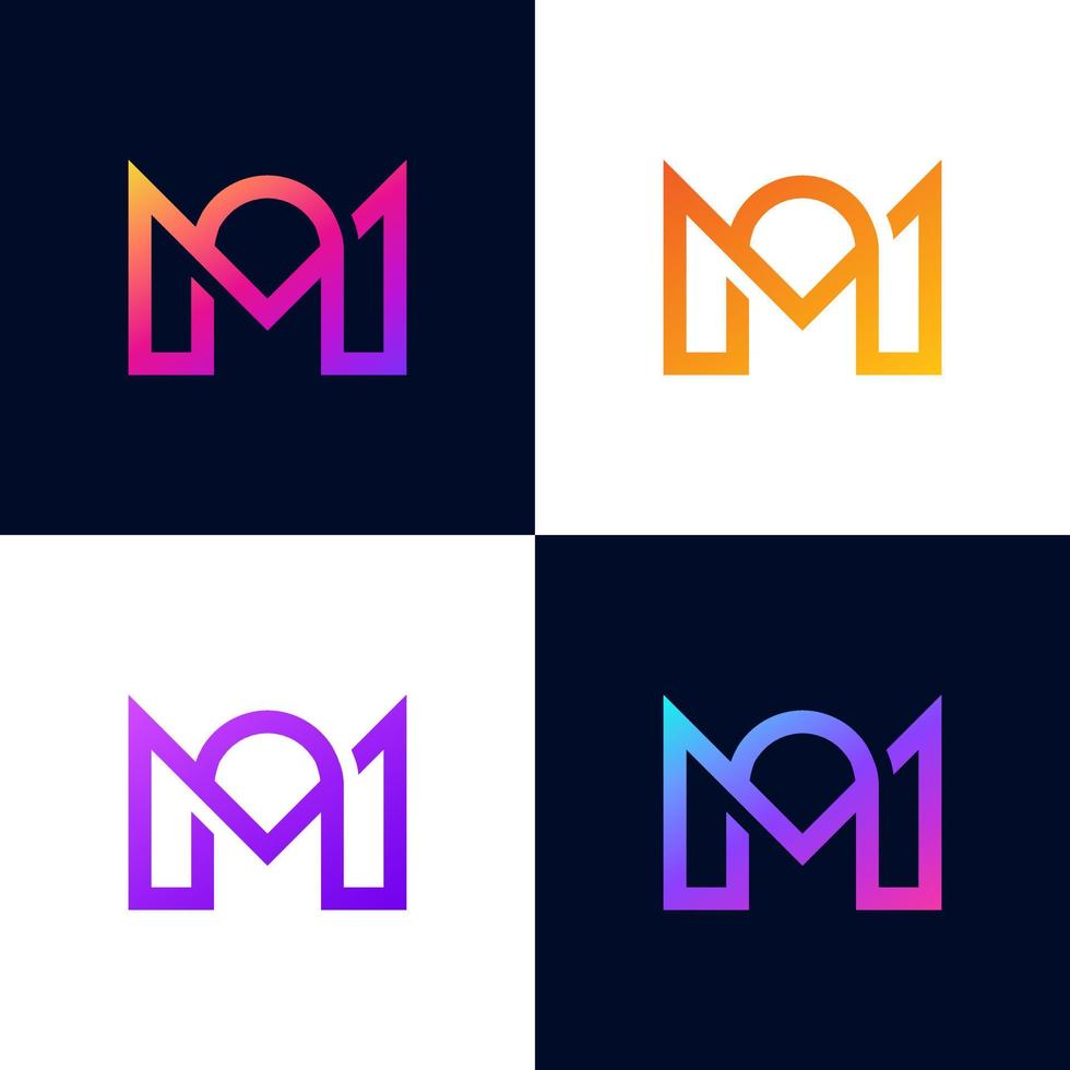 colorful M initial based letter icon logo. vector