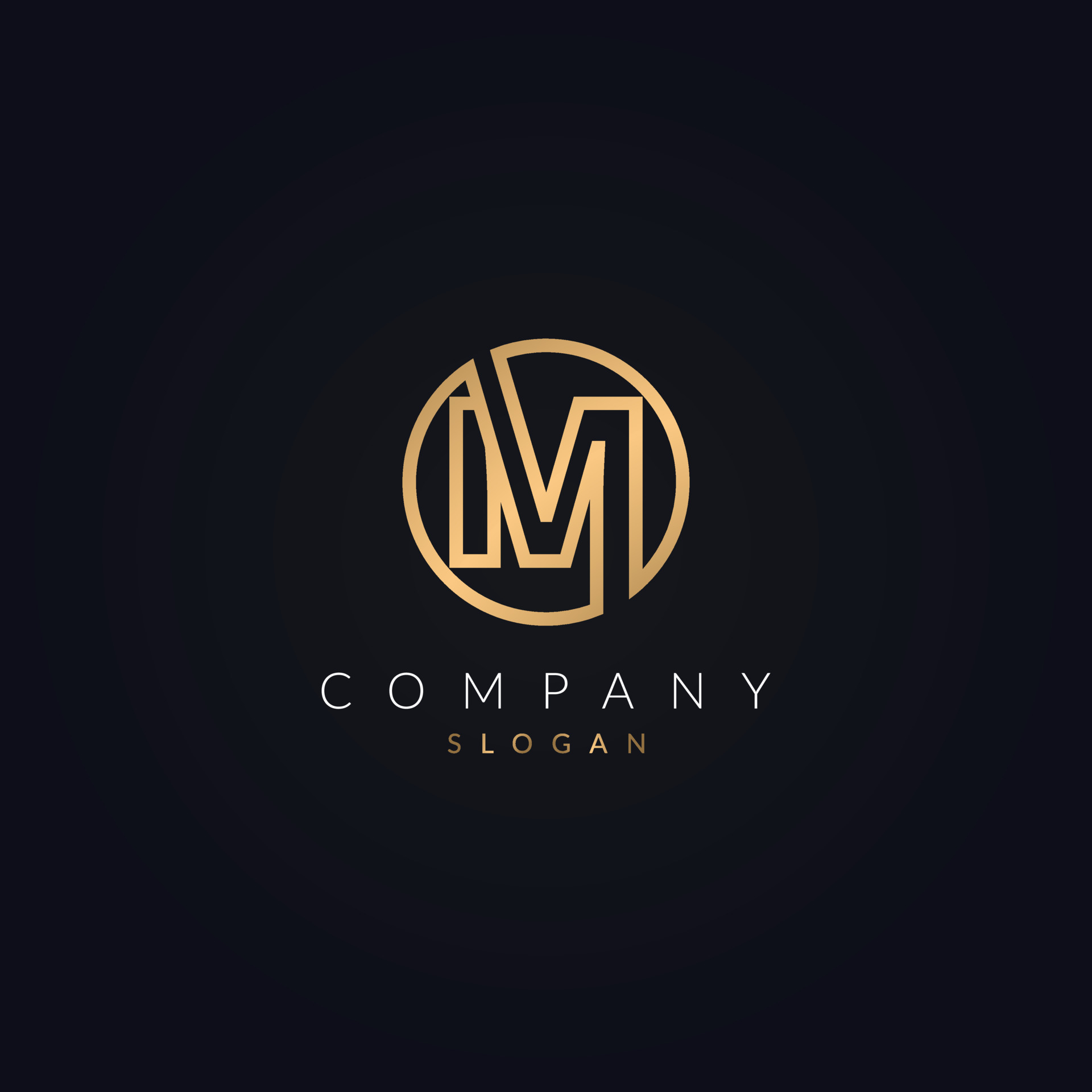 initial letter M circle logo or MO, OM icon golden color design on black  background 8081390 Vector Art at Vecteezy