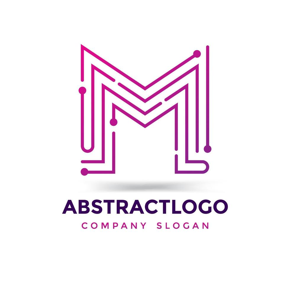 Letter M circles Dots Technology logo vector