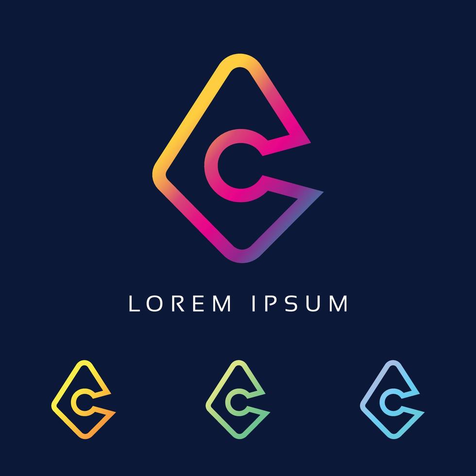 Unique stylish connected Colorful C Letter initial based icon logo vector