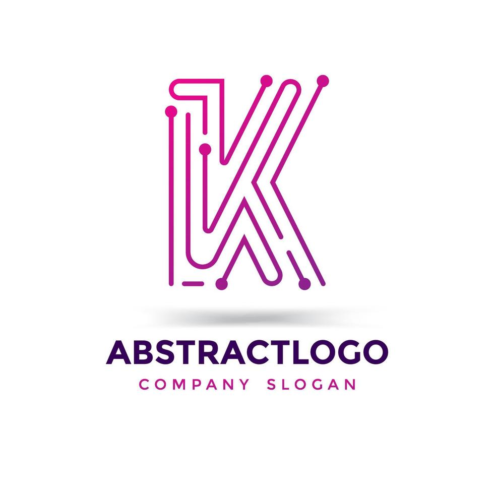 diseño de logotipo de letra k de puntos creativos. logotipo de icono de tecnología de idea de punto inteligente. vector