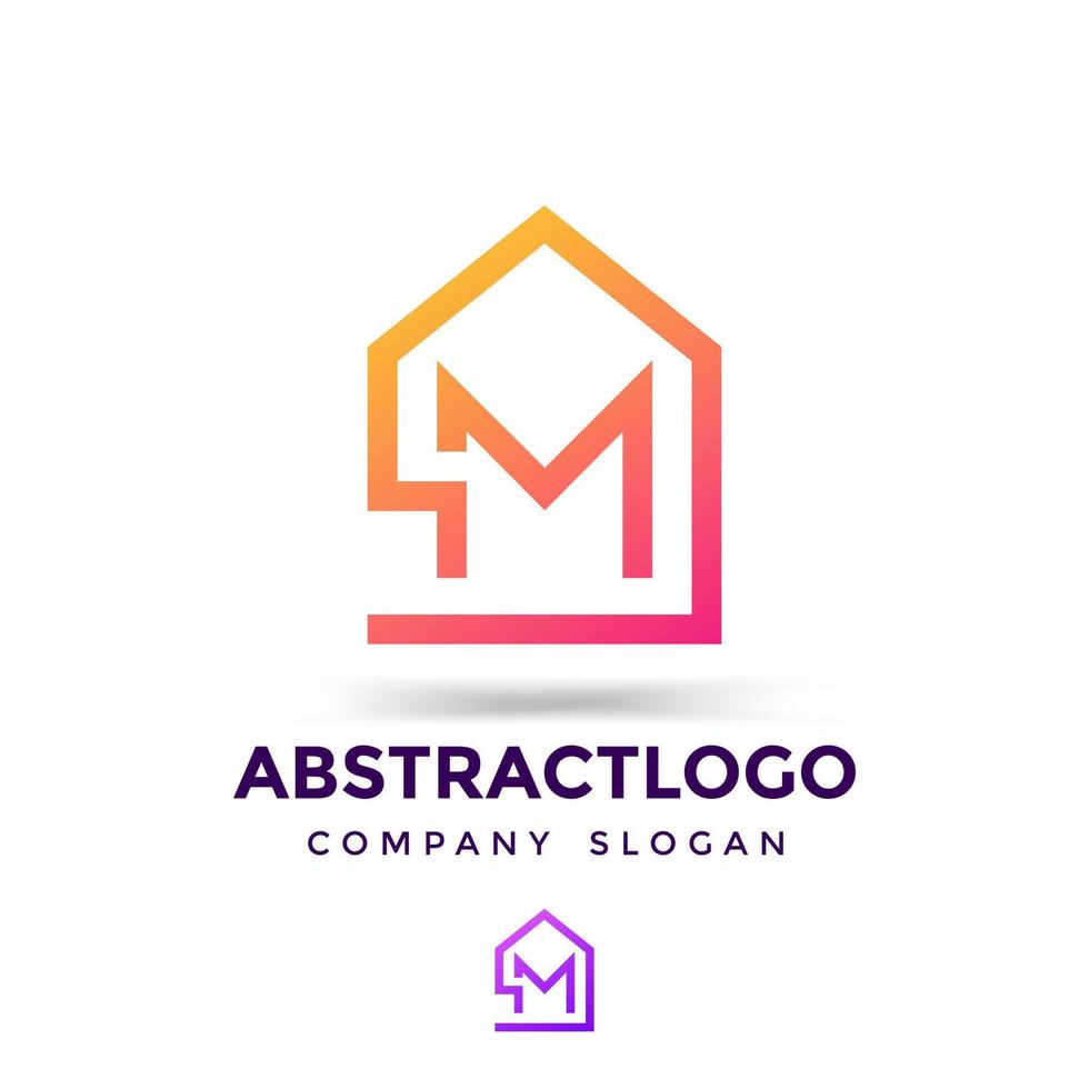 monograma de icono único con logotipo de letra m con signo de construcción para negocios inmobiliarios. vector