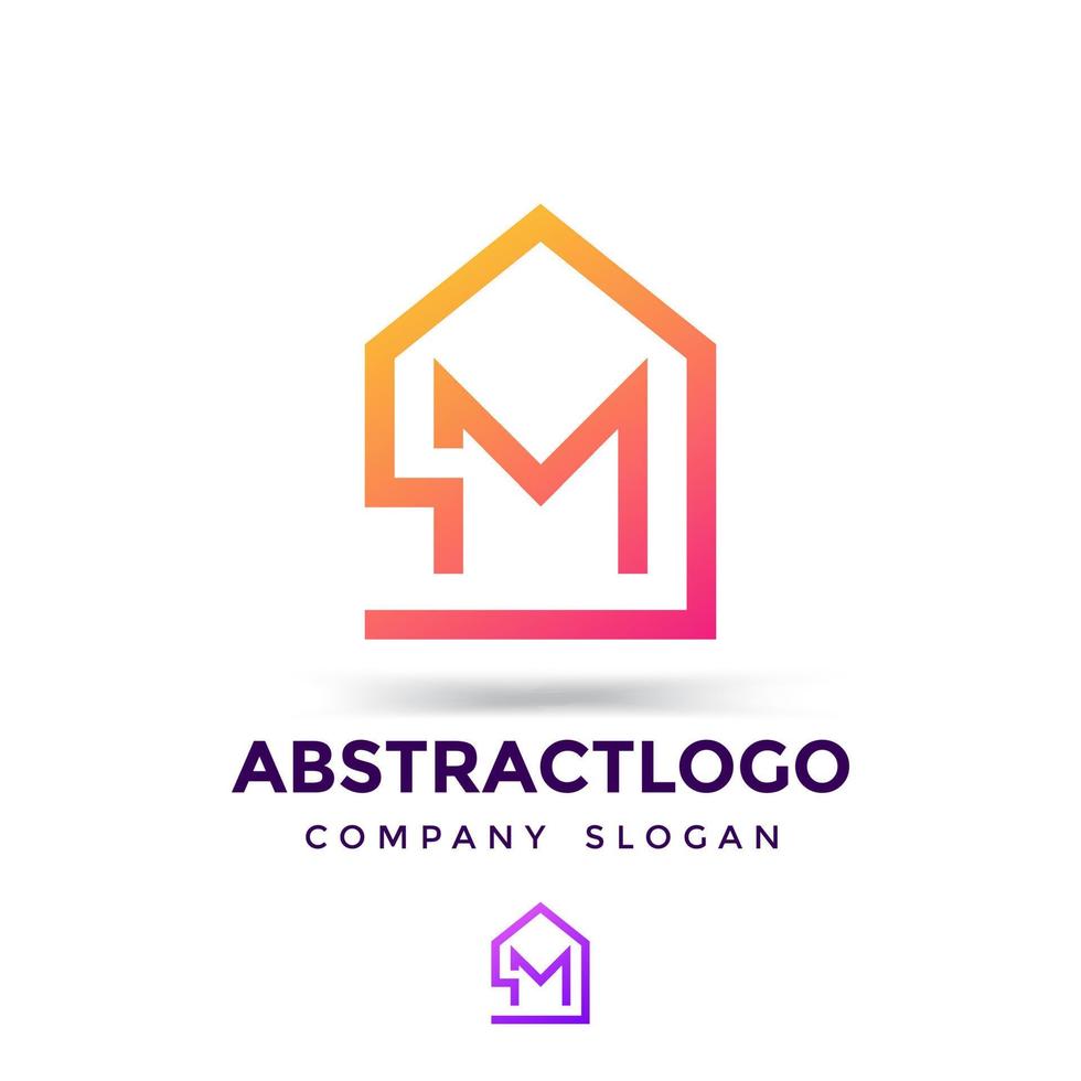 M letter logo unique Icon monogram with building sign for real estate business. vector