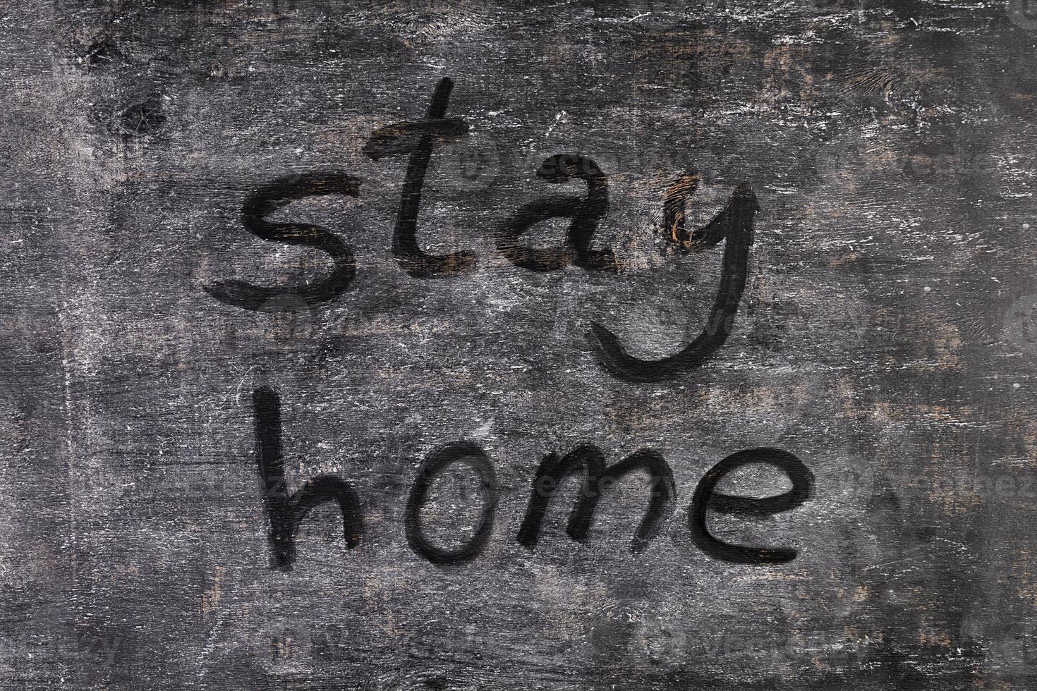 Background of dirty chalkboard. Concept of self-isolation in an epidemic and pandemic photo