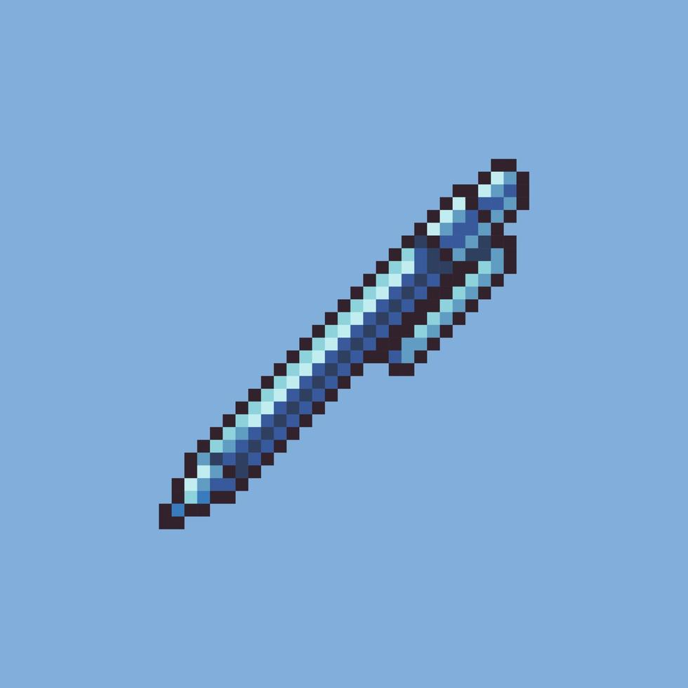 Fully edited pixel art style pen icon isolated on a white background for games, mobile applications, poster design and printed purpose. vector