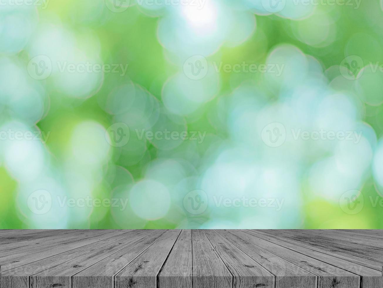 Wooden floor and bokeh background photo