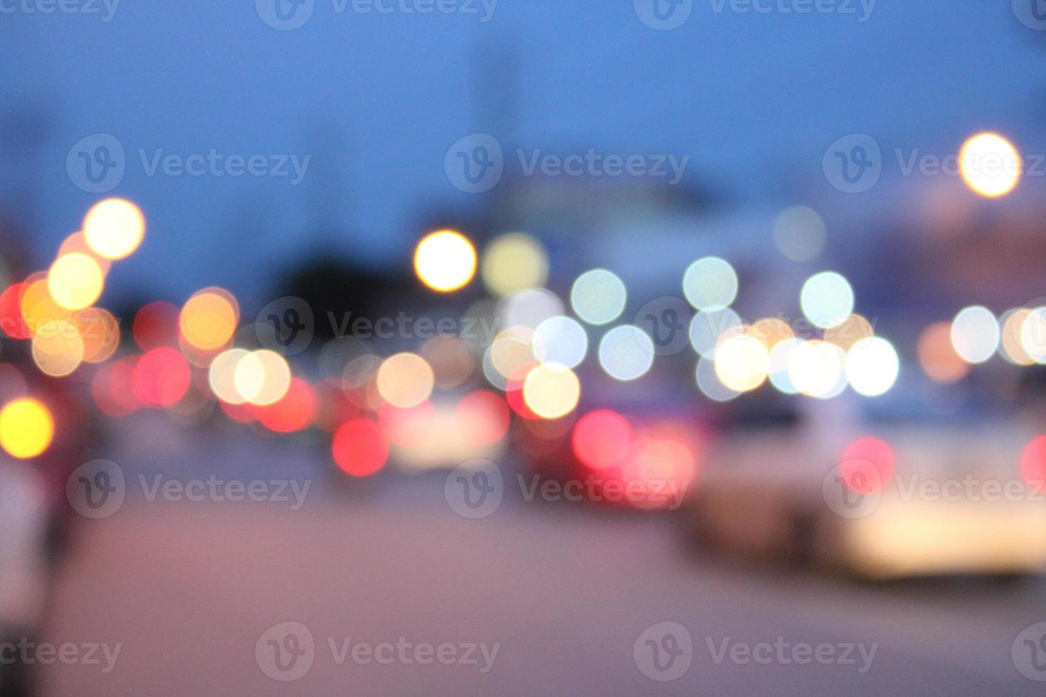 Bokeh from car lights at night - images photo