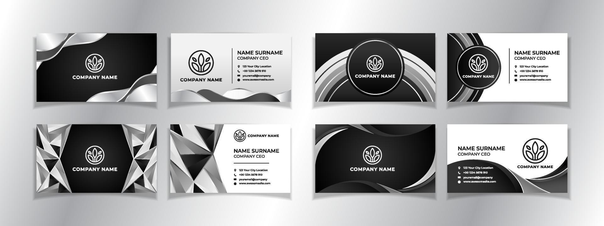 Modern Monochromatic Business Card Template Set vector